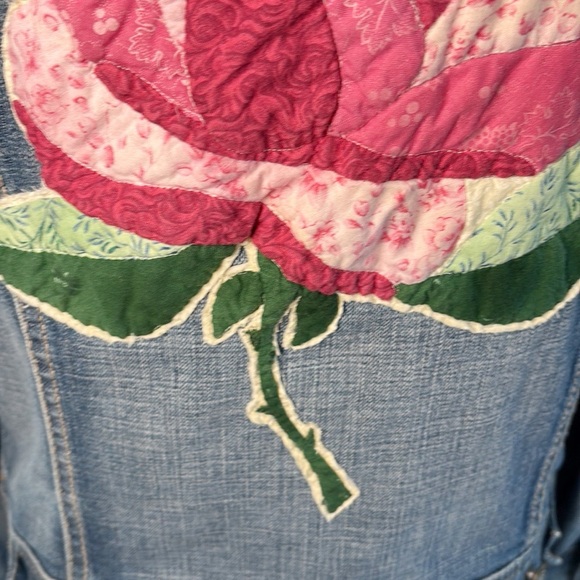 Upcycled ESPRIT Denim Jacket Quilted Rose OOAK - Picture 10 of 13